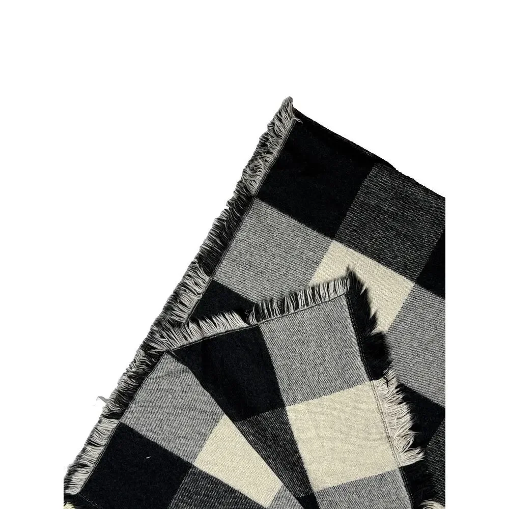West Loop Black & Cream Throw Blanket Buffalo Check Plaid Pattern Accent Quilt